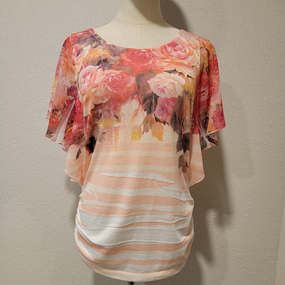 Espresso, Flutter Sleeve Top. SZ Small, Colorful for Spring! So Cute! Exc. Cond!